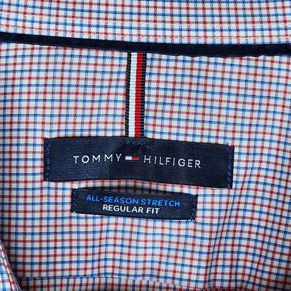 Tommy Hilfiger Red White Blue Check Button Down Shirt Men's Large - Picture 6 of 13